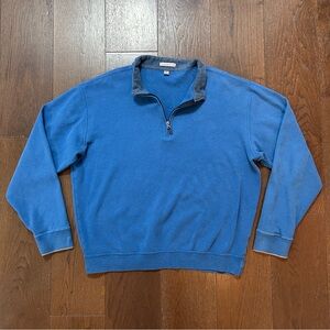 Peter Millar Sweater Quarter Zip Pullover Mens Size XL Sky Blue Cotton